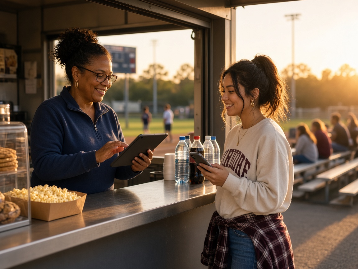 Concession stand serving fans without extra organization software fees