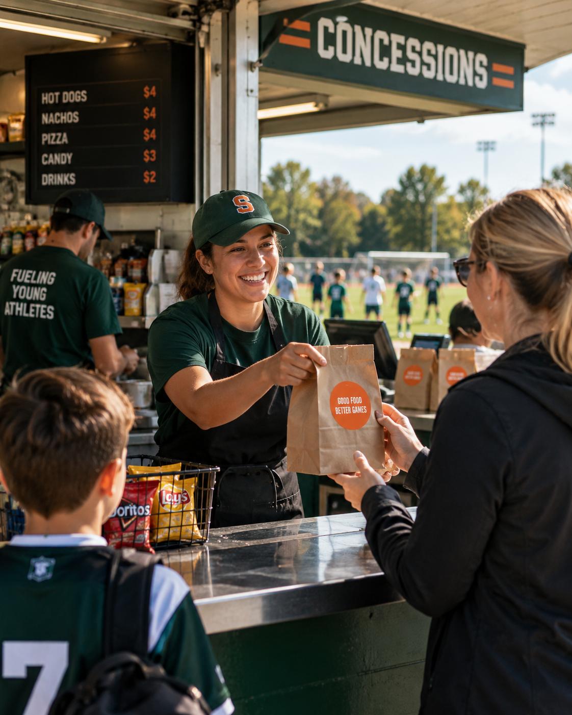 A school concession stand serving families on game day